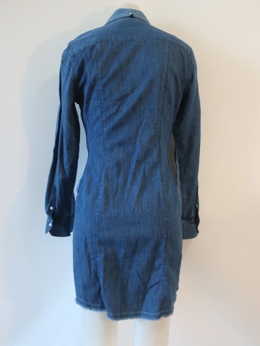Women Rag & Bone Sadie Indigo Blue (Item-318) Cotton Silk Destroy Shirt Dress S - Picture 9 of 11